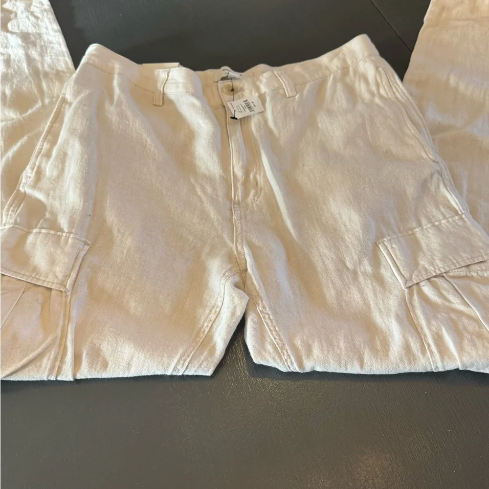 Banana Republic Cream Linen-Blend Pants 32x34